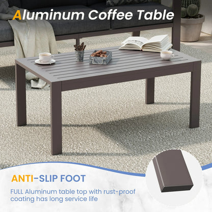 Aluminum Patio Furniture Set, Contemporary Outdoor Couch Set, Aluminum Patio Conversation Set, Gray