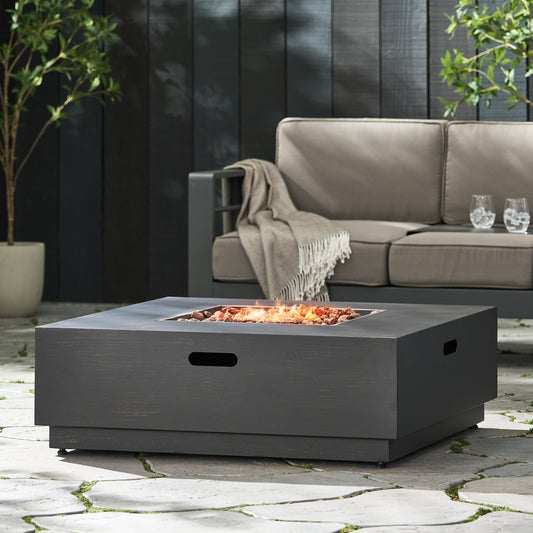 Stylish 40' Square Fire Pit in Brown and Gold Iron for Outdoor Warmth