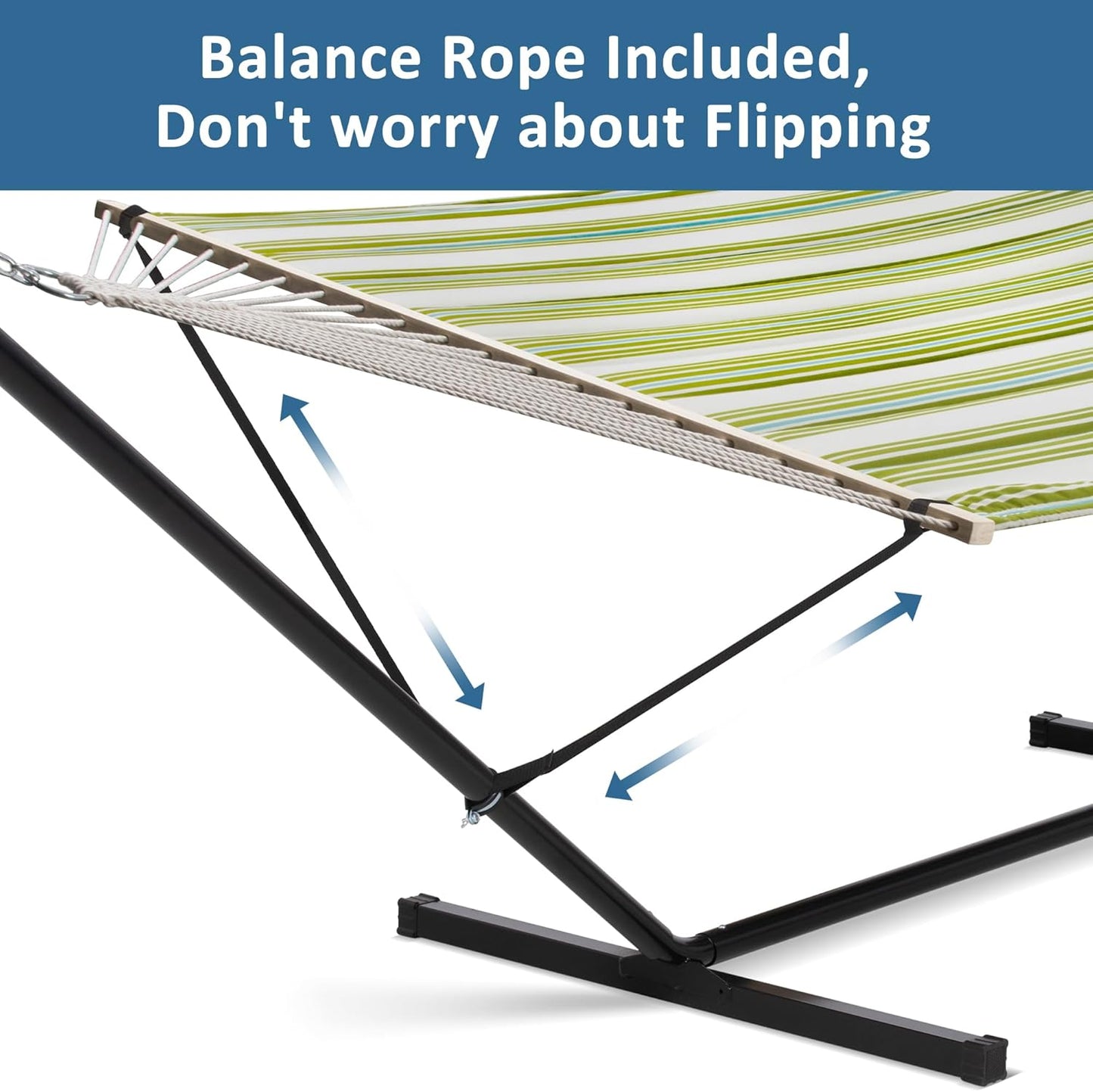 Double Outdoor Hammock with Stand and Heavy Duty Hammock Storage Bag, Extra Large Quilted Fabric Hammock Set