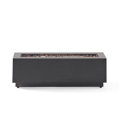48" Outdoor 50,000 BTU Rectangular Iron Propane Fire Pit, Dark