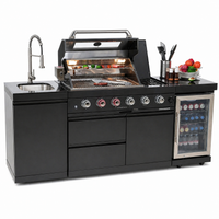Outdoor Kitchen Island Built for Professional Backyard Cooking, 72000 BTU 4-Burner, Wine Cooler, Granite